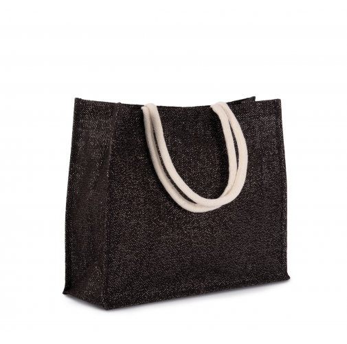 black / silver Bolsa de playa en yute