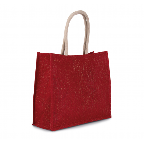 cherry red / gold Bolsa de playa en yute