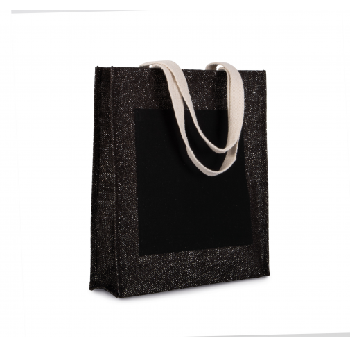 black / silver Bolsa shopper de yute