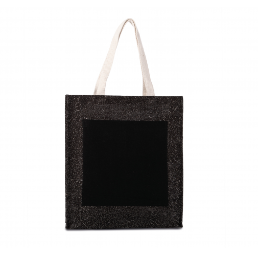 black / silver Bolsa shopper de yute