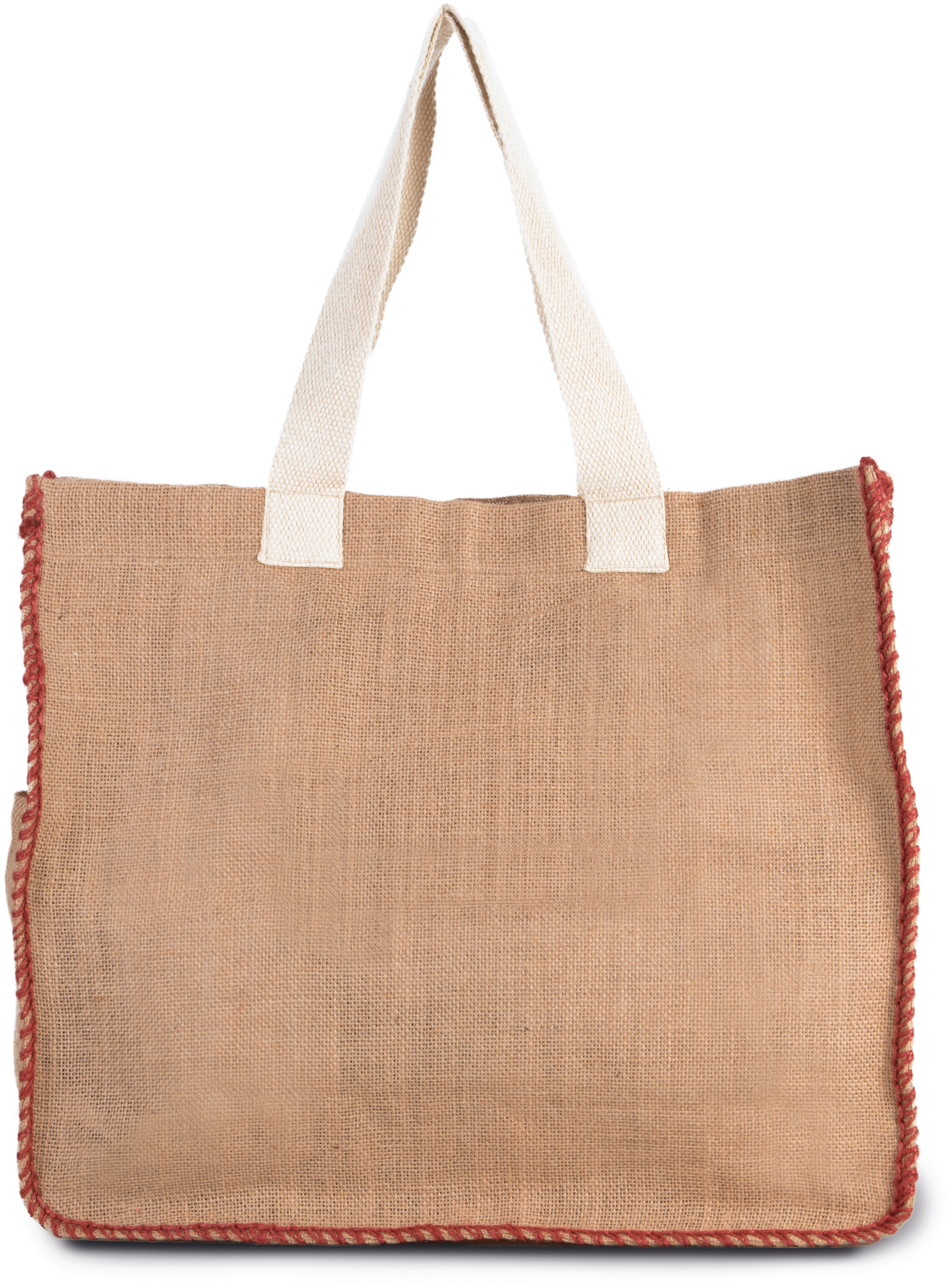 arandano red / natural Bolsa de yute con costuras contrastadas