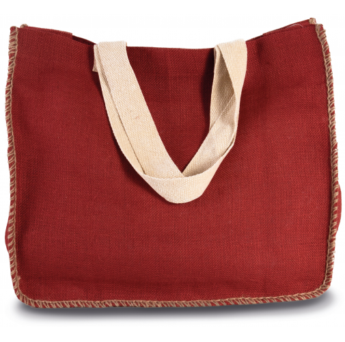 Bolsa de yute con costuras contrastadas