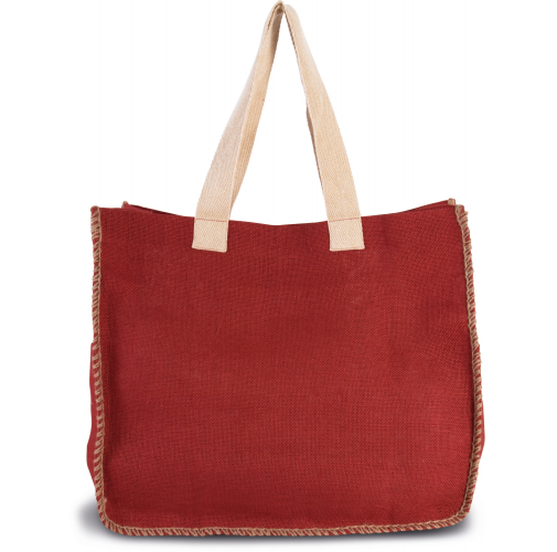 arandano red / natural Bolsa de yute con costuras contrastadas