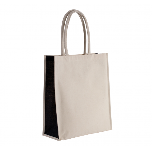 natural / black Bolsa de algodón / yute de 23 L