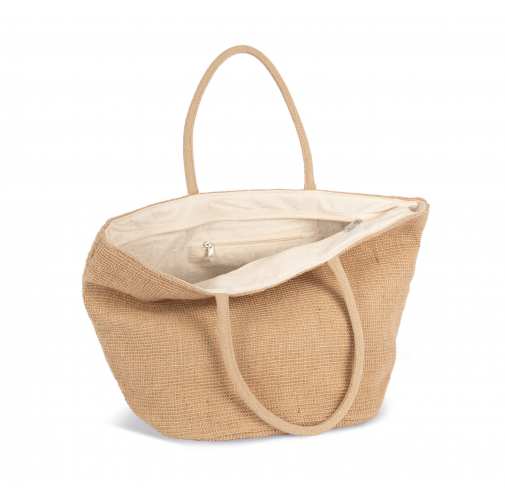 Bolsa shopper de hilo de yute tejido, efecto tejido tricotado