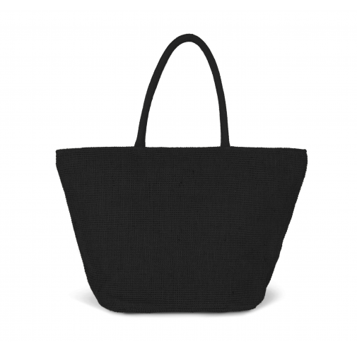 black Bolsa shopper de hilo de yute tejido, efecto tejido tricotado