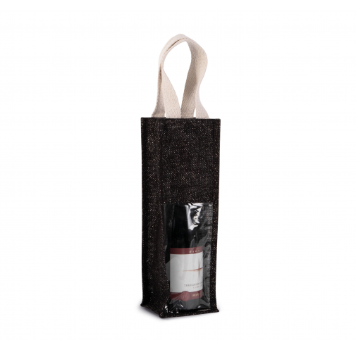 black / silver Bolsa de yute para botellas