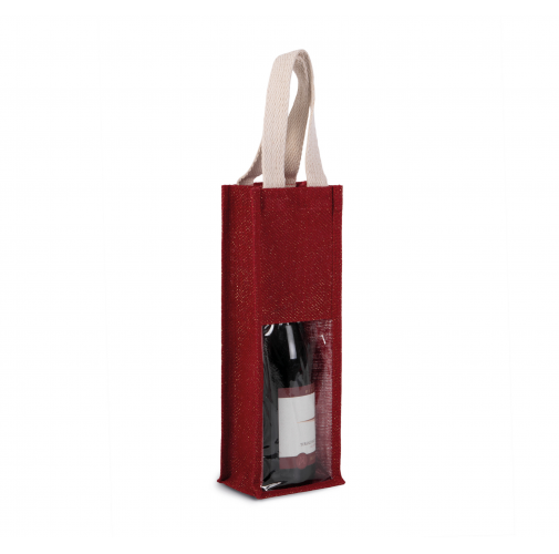 cherry red / gold Bolsa de yute para botellas