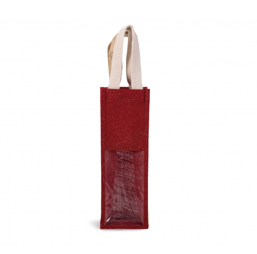 cherry red / gold Bolsa de yute para botellas