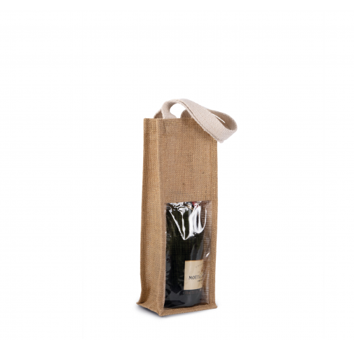 natural / gold Bolsa de yute para botellas
