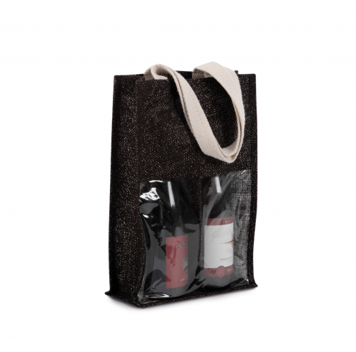 black / silver Bolsa de yute para botellas