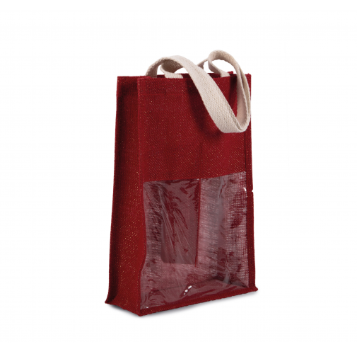 cherry red / gold Bolsa de yute para botellas
