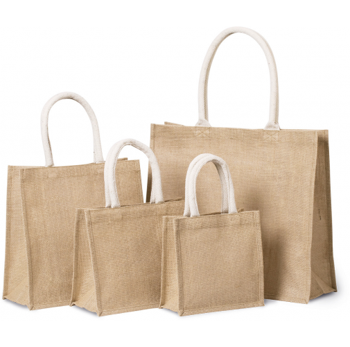 Bolsa estilo tote de tela de yute, modelo pequeño