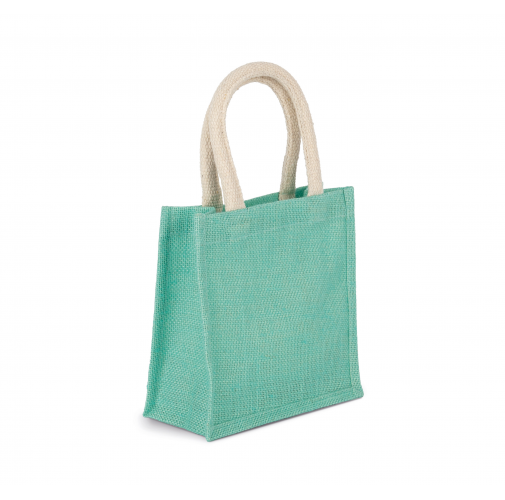 ice mint Bolsa estilo tote de tela de yute, modelo pequeño