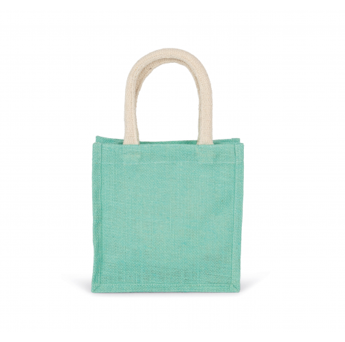 ice mint Bolsa estilo tote de tela de yute, modelo pequeño