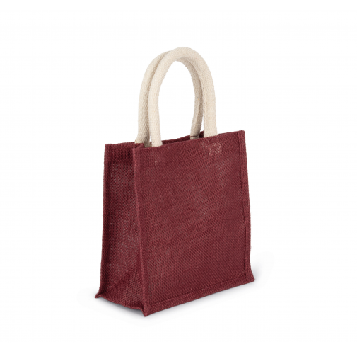 light rosewood Bolsa estilo tote de tela de yute, modelo pequeño