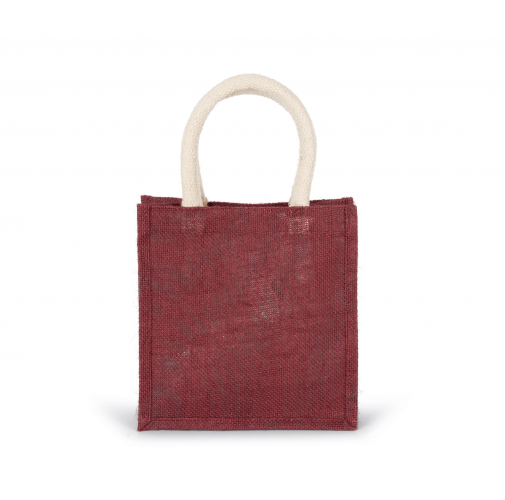 light rosewood Bolsa estilo tote de tela de yute, modelo pequeño