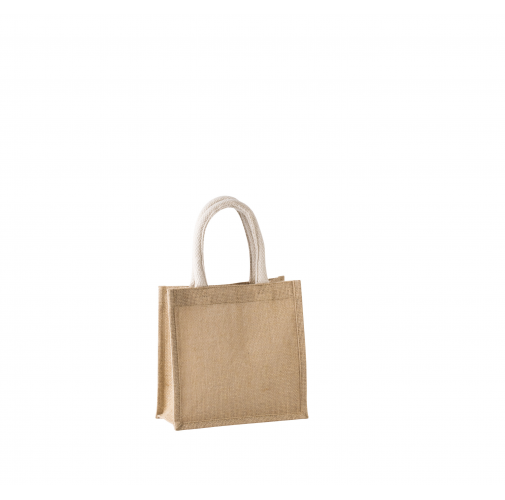 natural Bolsa estilo tote de tela de yute, modelo pequeño