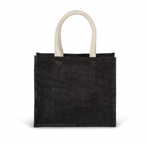 black Bolsa estilo tote de tela de yute, modelo mediano