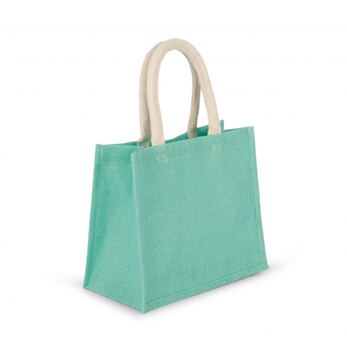 ice mint Bolsa estilo tote de tela de yute, modelo mediano