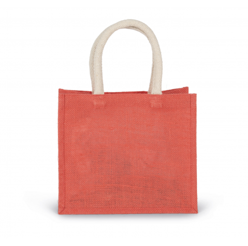 true coral Bolsa estilo tote de tela de yute, modelo mediano