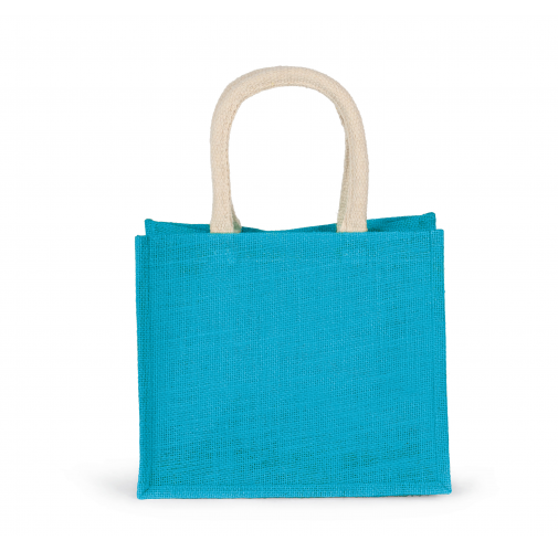 turquoise Bolsa estilo tote de tela de yute, modelo mediano