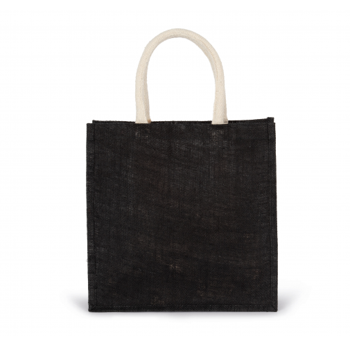 black Bolsa estilo tote de tela de yute, modelo grande