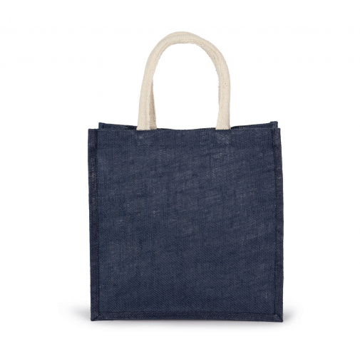 midnight blue Bolsa estilo tote de tela de yute, modelo grande