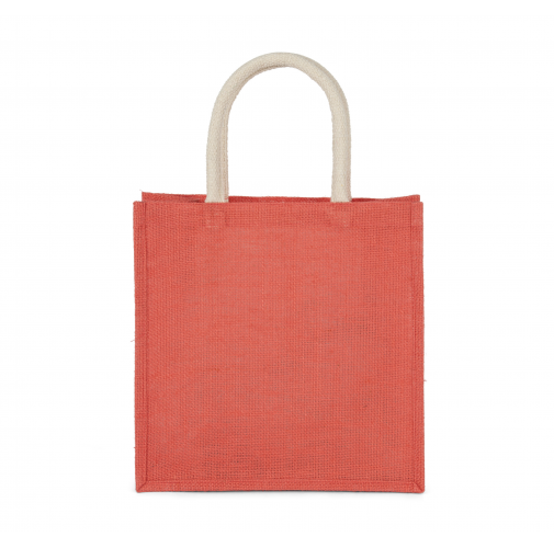 true coral Bolsa estilo tote de tela de yute, modelo grande