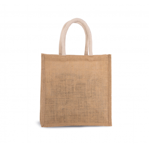 natural / gold Bolsa estilo tote de tela de yute, modelo grande