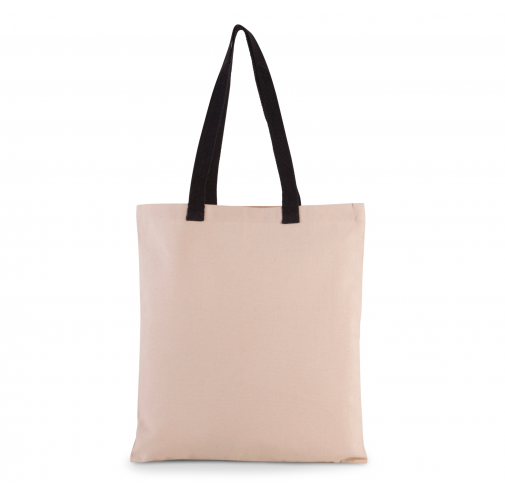 natural / black Bolsa shopper tejido canvas plana con asas contrastadas
