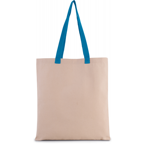 natural / surf blue Bolsa shopper tejido canvas plana con asas contrastadas