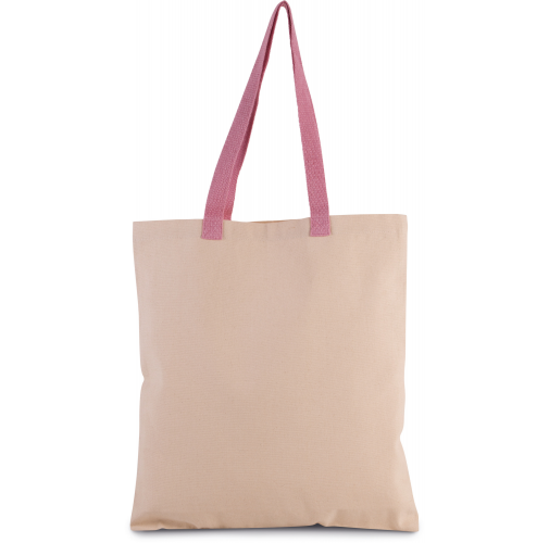 natural / dark pink Bolsa shopper tejido canvas plana con asas contrastadas