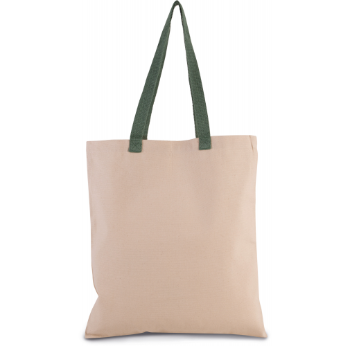 natural / dusty light green Bolsa shopper tejido canvas plana con asas contrastadas
