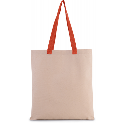natural / spicy orange Bolsa shopper tejido canvas plana con asas contrastadas