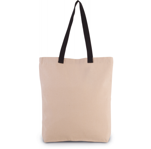 natural / black Bolsa shopper con fuelle y asas contrastadas