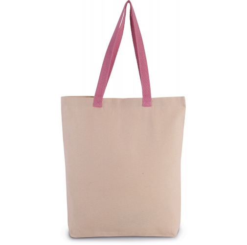 natural / dark pink Bolsa shopper con fuelle y asas contrastadas
