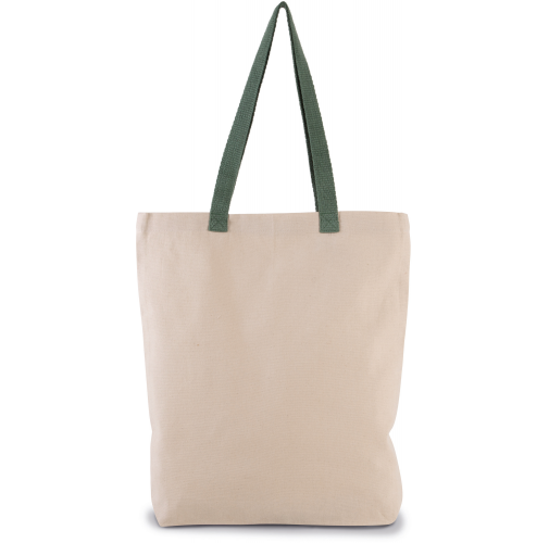 natural / dusty light green Bolsa shopper con fuelle y asas contrastadas