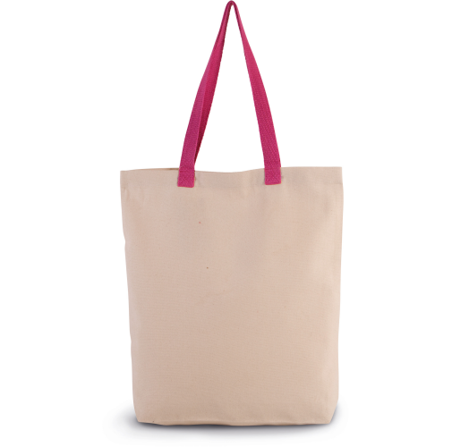natural / magenta Bolsa shopper con fuelle y asas contrastadas