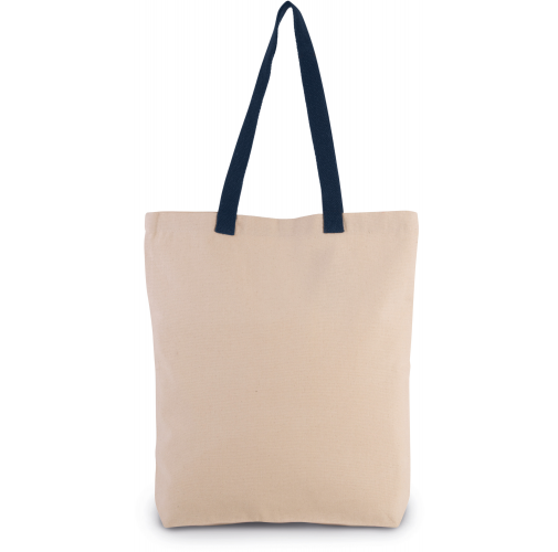natural / navy Bolsa shopper con fuelle y asas contrastadas