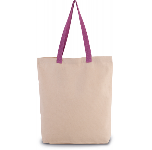 natural / radiant orchid Bolsa shopper con fuelle y asas contrastadas