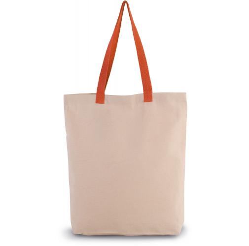 natural / spicy orange Bolsa shopper con fuelle y asas contrastadas