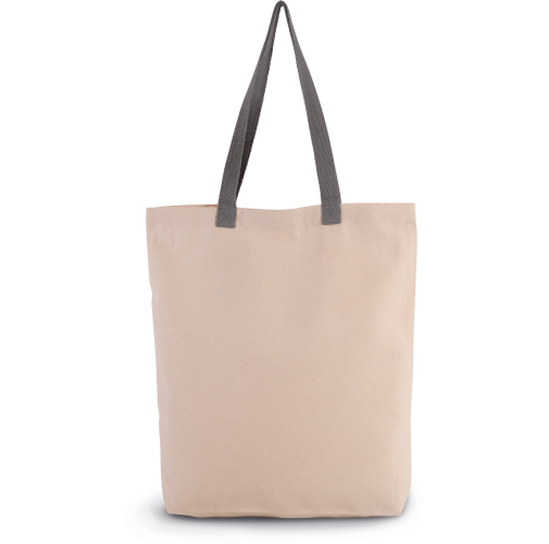 natural / steel grey Bolsa shopper con fuelle y asas contrastadas