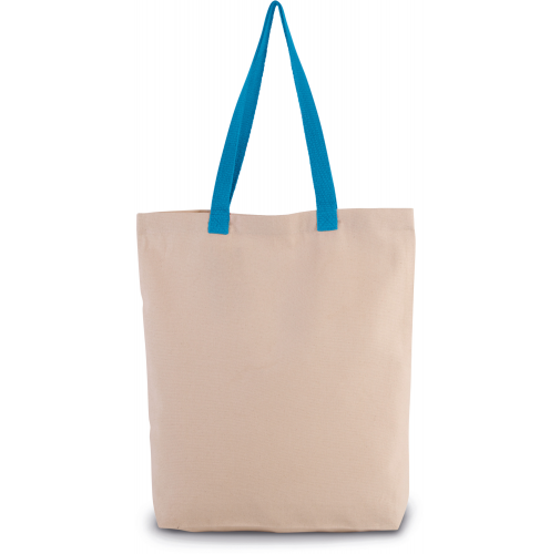 natural / surf blue Bolsa shopper con fuelle y asas contrastadas