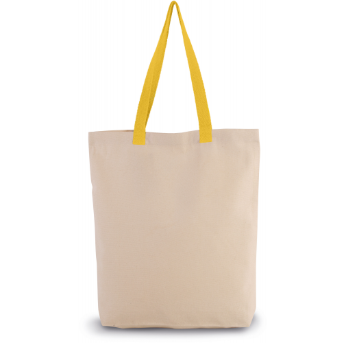 natural / yellow Bolsa shopper con fuelle y asas contrastadas