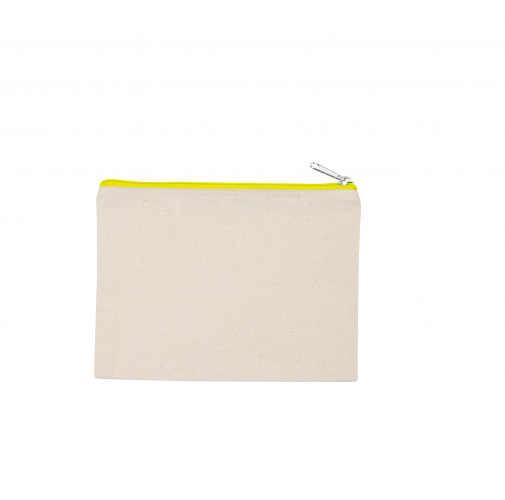 natural / fluorescent yellow Estuche de algodón canvas, modelo mediano
