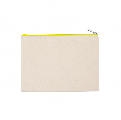 natural / fluorescent yellow Estuche de algodón canvas, modelo grande