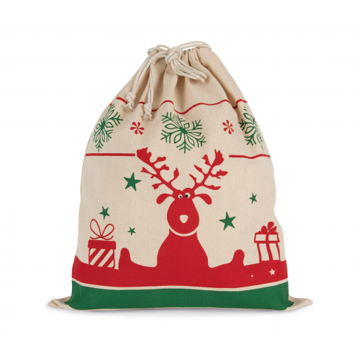 Bolsa con cordón y motivos navideños