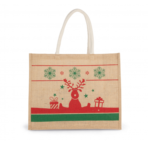 natural / cherry red Bolsa shopper con motivos navideños