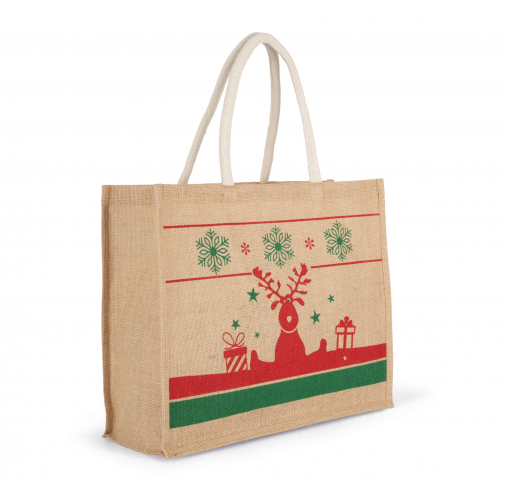 natural / cherry red Bolsa shopper con motivos navideños